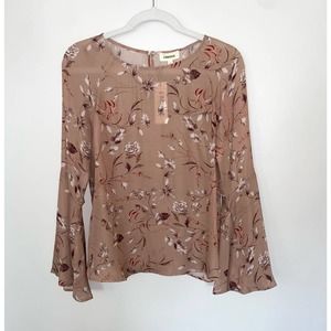 L'AGENCE XS cute sheer floral bell sleeve dressy blouse 0059
